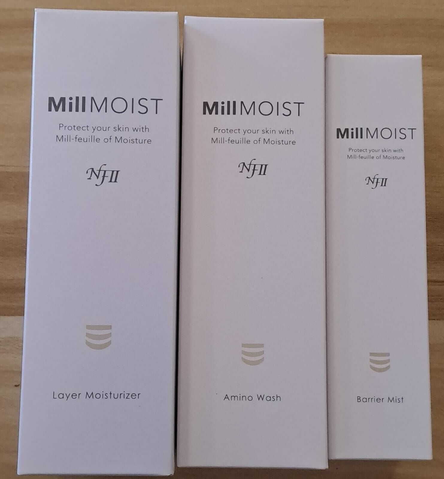 NFII MILLMOIST Amino Wash 100g,NFII MILLMOIST Layer Moisturizer 140 mL, NFII MILLMOIST Barrier Mist 70mL