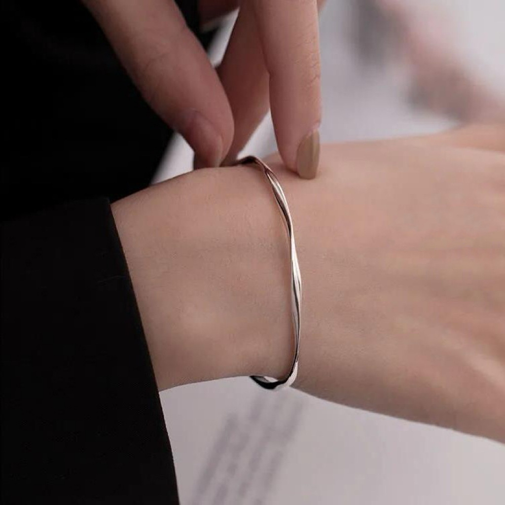 silver水波紋光面銀 開口手鐲