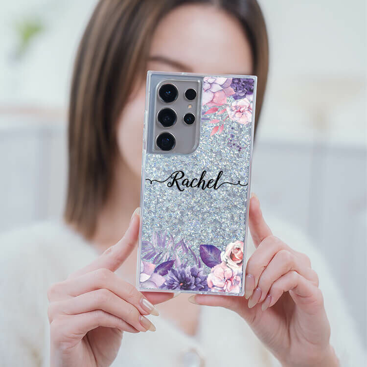 紫色叢林 銀耀貝拉殼 - (訂製名字) - Samsung 三星 客製化手機殼