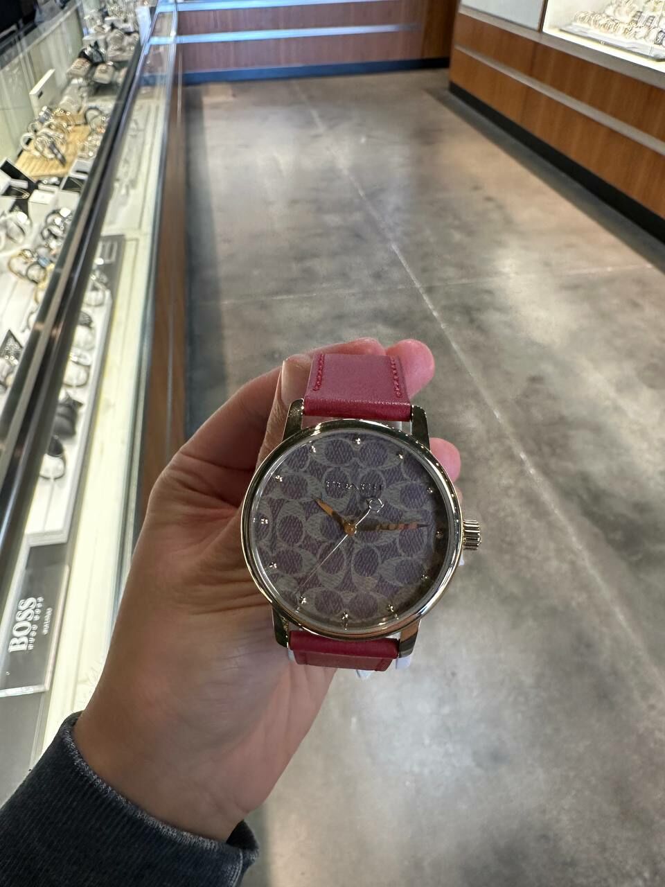 [S] COACH 14503874 WOMEN'S GRAND 36mm GOLD DIAL RED LEATHER STRAP, 885997432313 (SCO698)