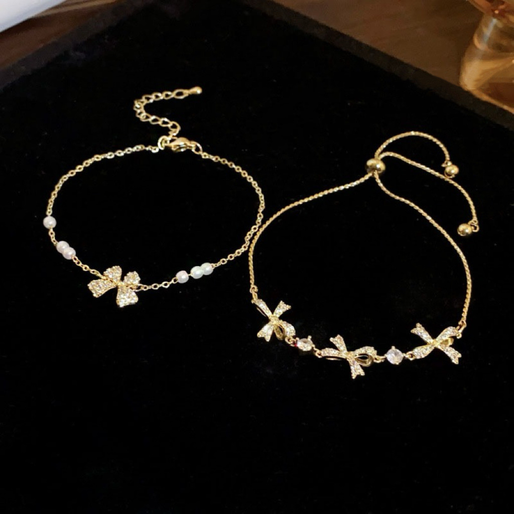 18低奢金鑽小蝴蝶結手鍊