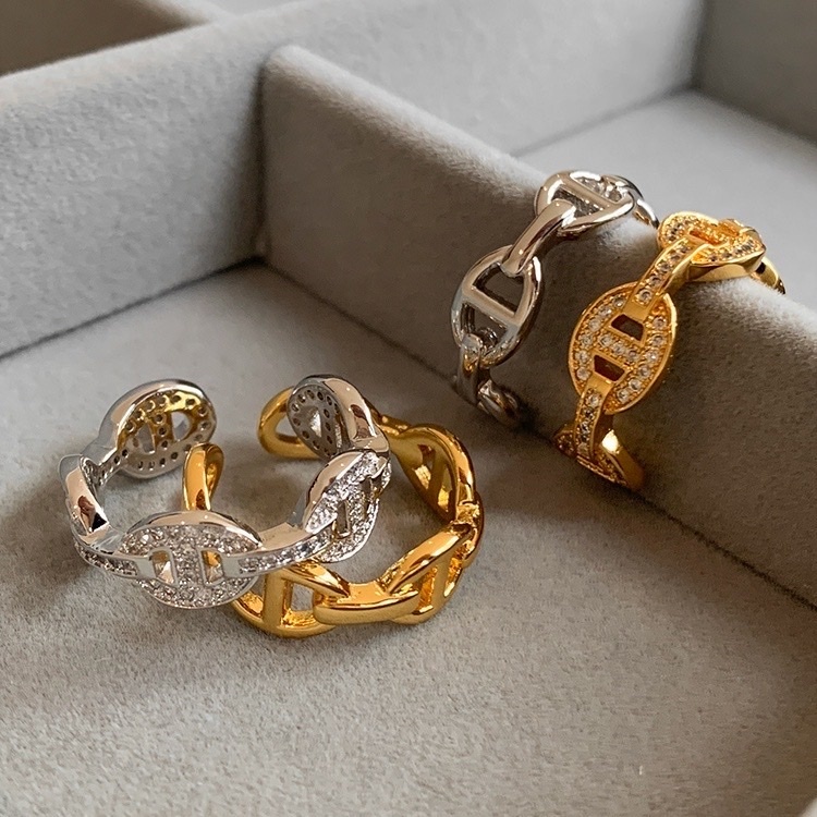 經典低奢豬鼻 一體式無鑽翻玩開口戒