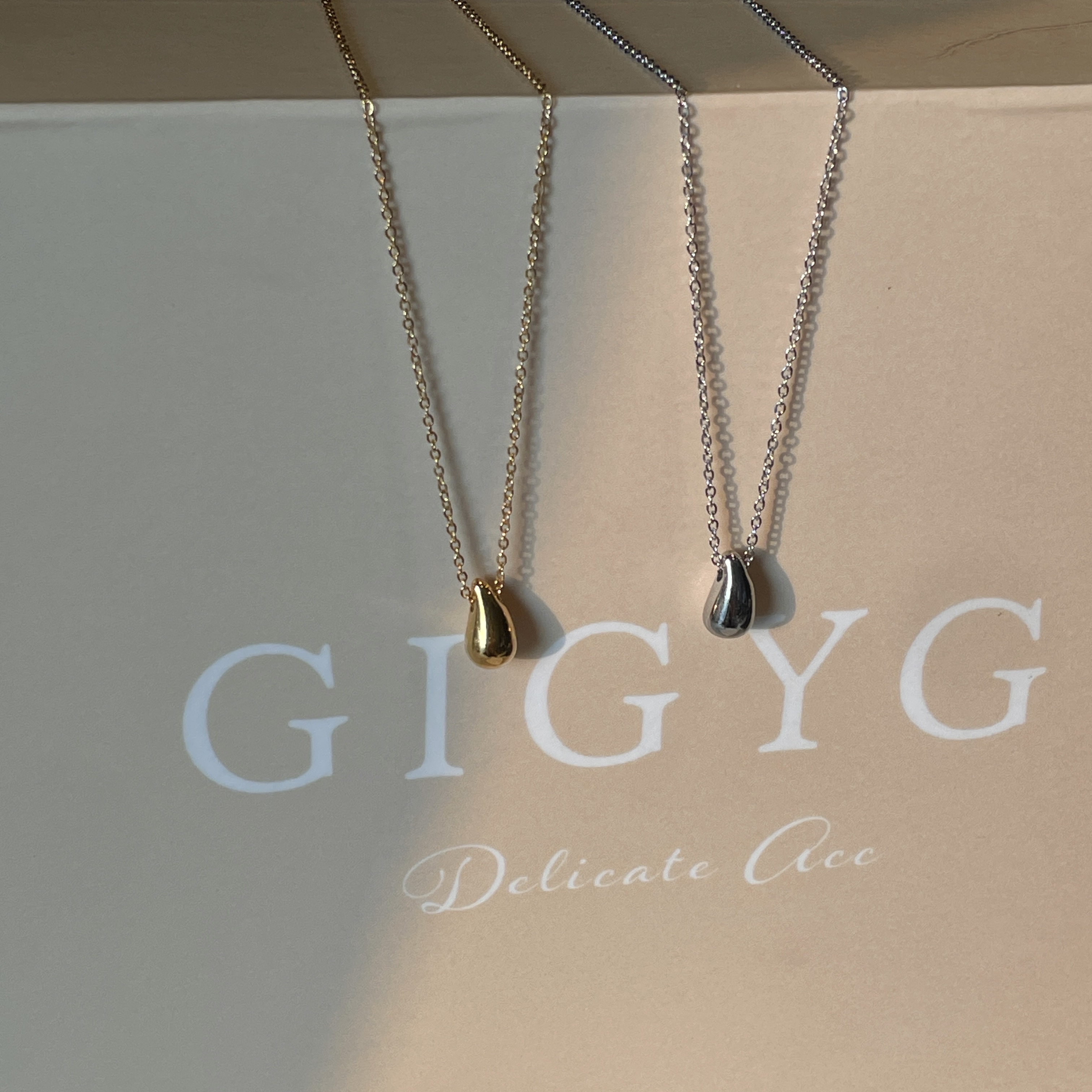 人魚眼淚 立體水滴光面鈦鋼項鍊