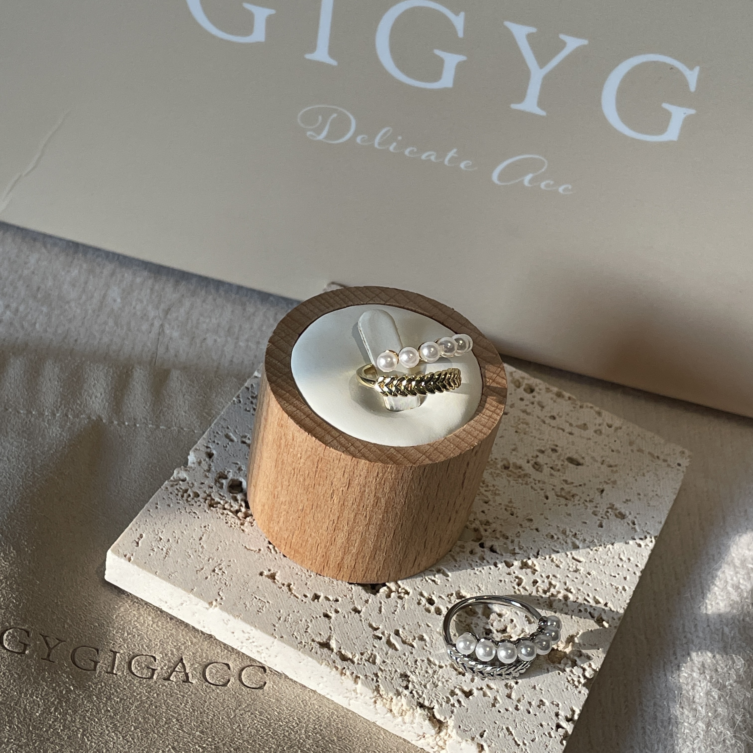 低奢金銀麥穗珍珠 交叉開口戒