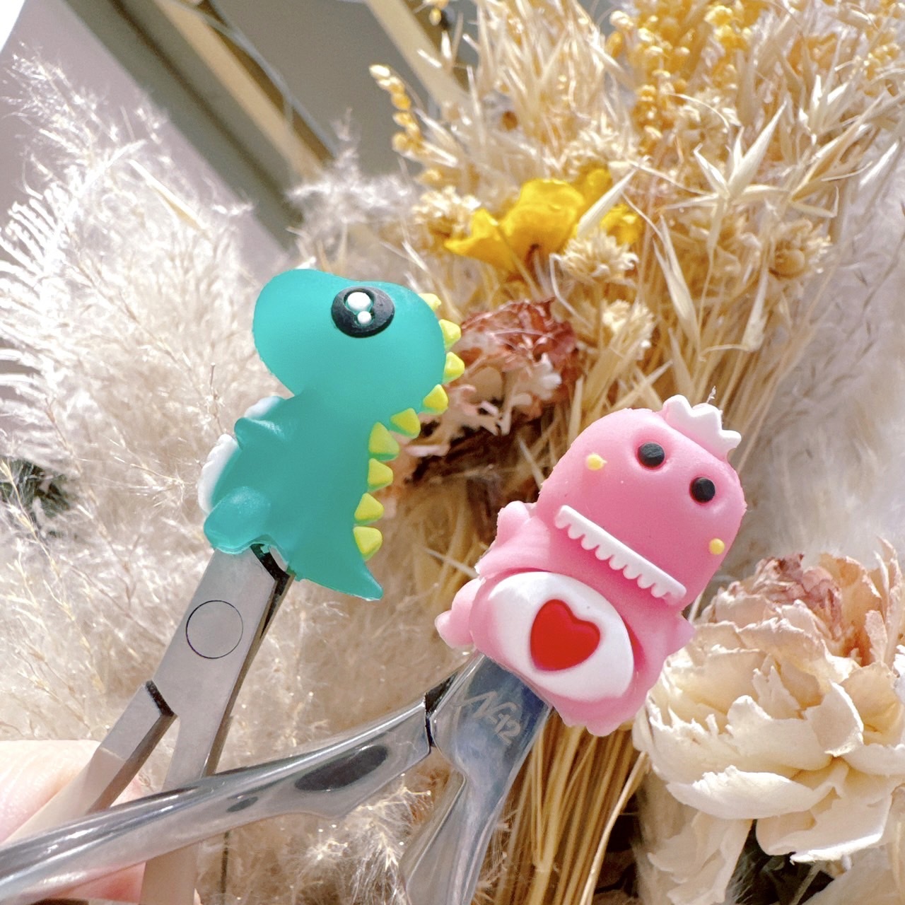 【 甘皮剪保護套】可愛恐龍系列 - 綠恐龍/粉色爆牙龍