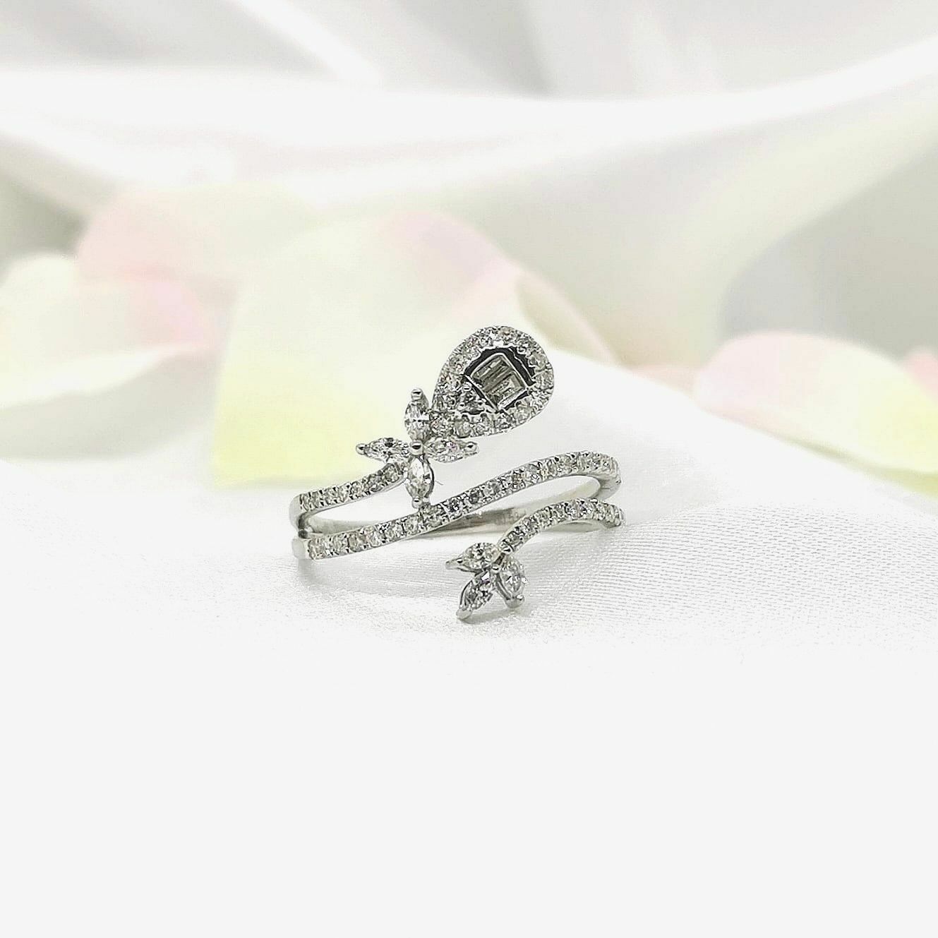 0.53ct 18K 白金鑽石介指 (R3969) - Size HK#16