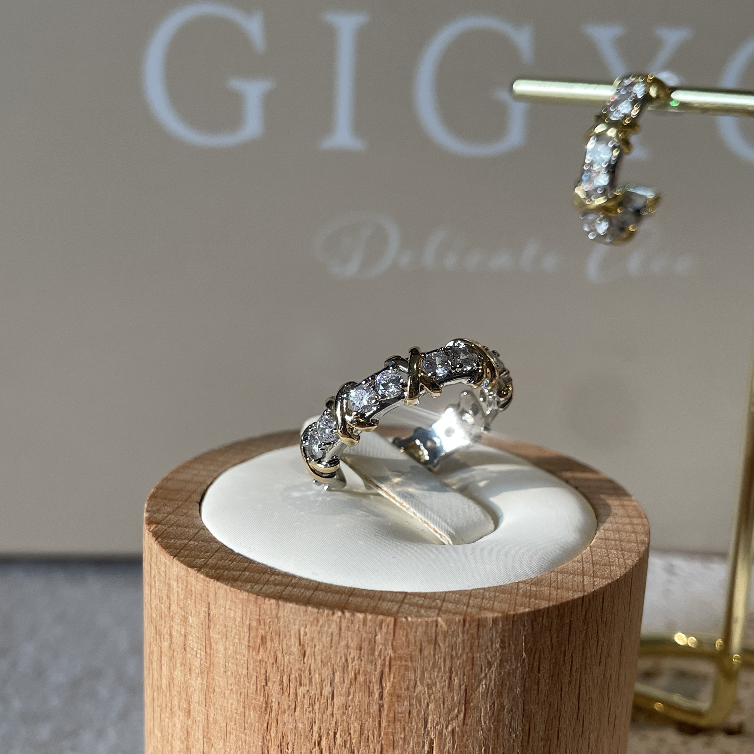 x”金銀水鑽極簡 高奢戒指/耳環系列