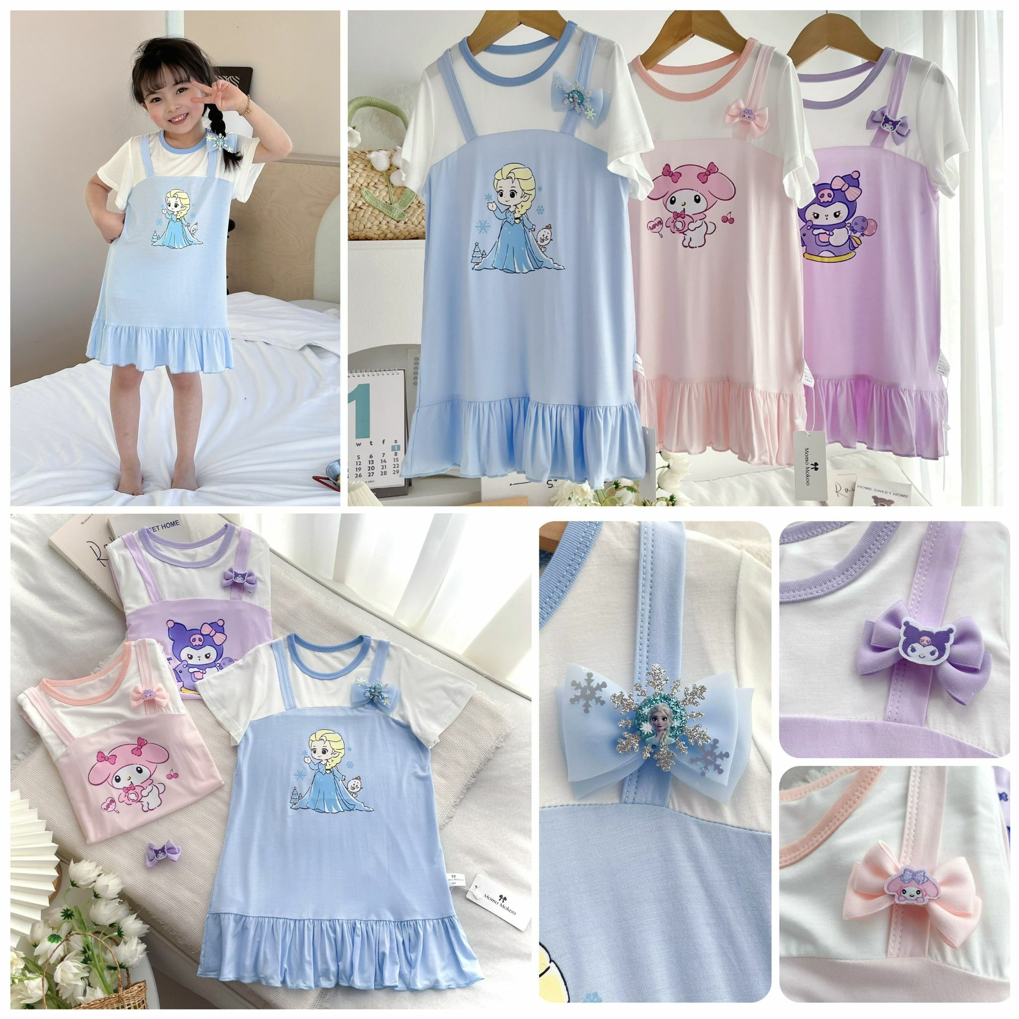 卡通柔軟睡裙送髮夾-2400470