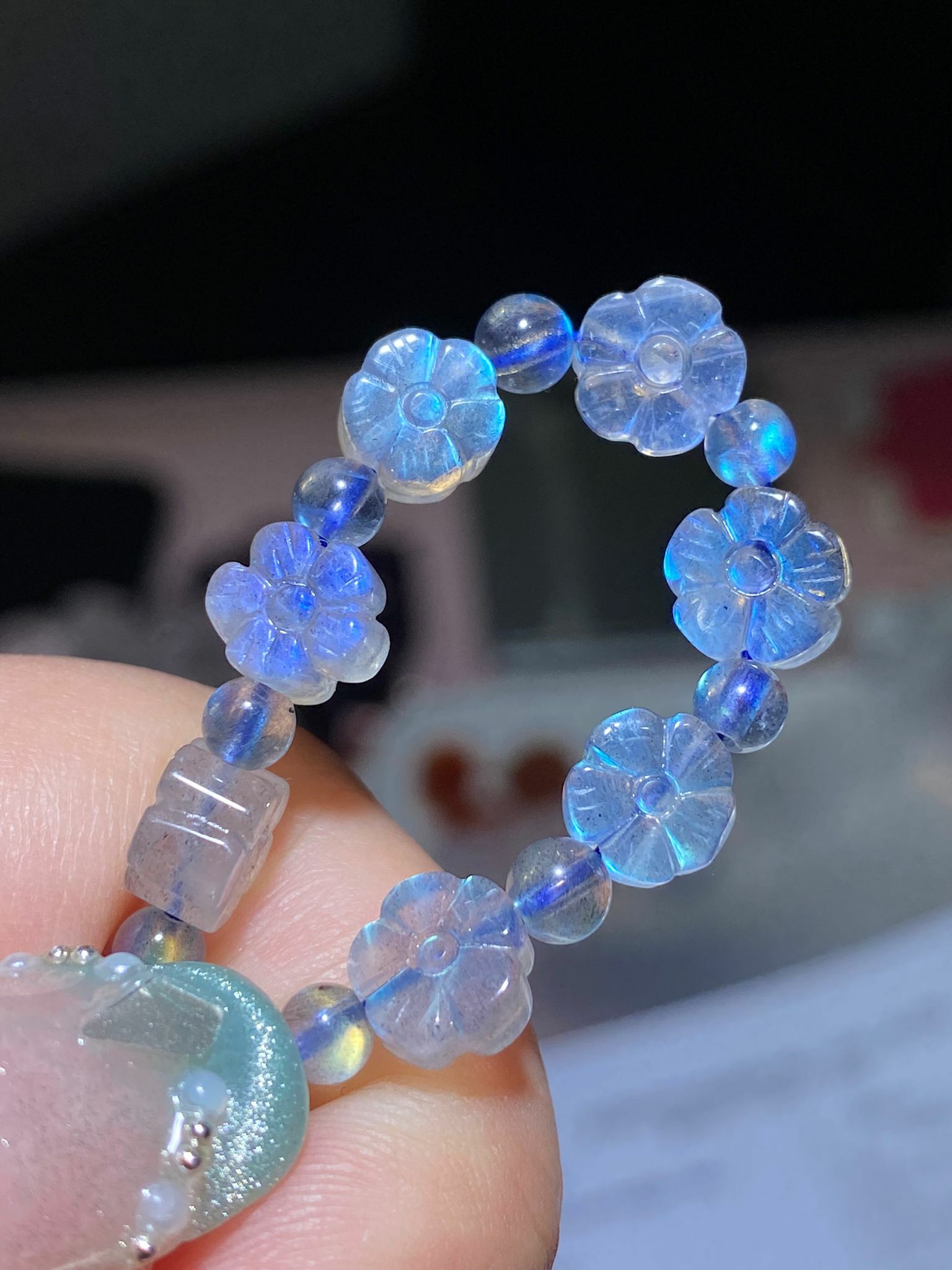 拉長石小花手串