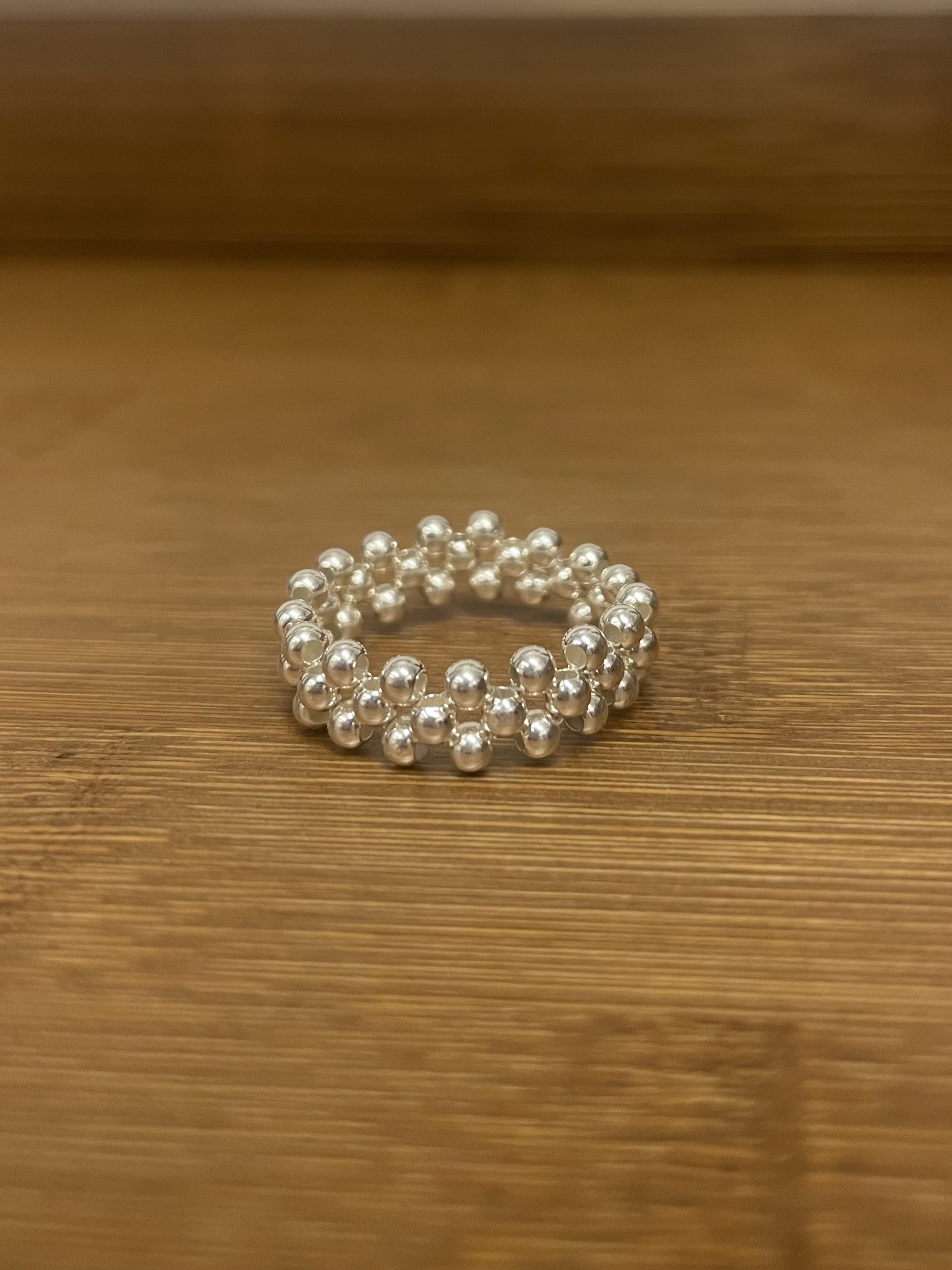 #228SA04 Silver three layer-mini ball ring ⁎S925