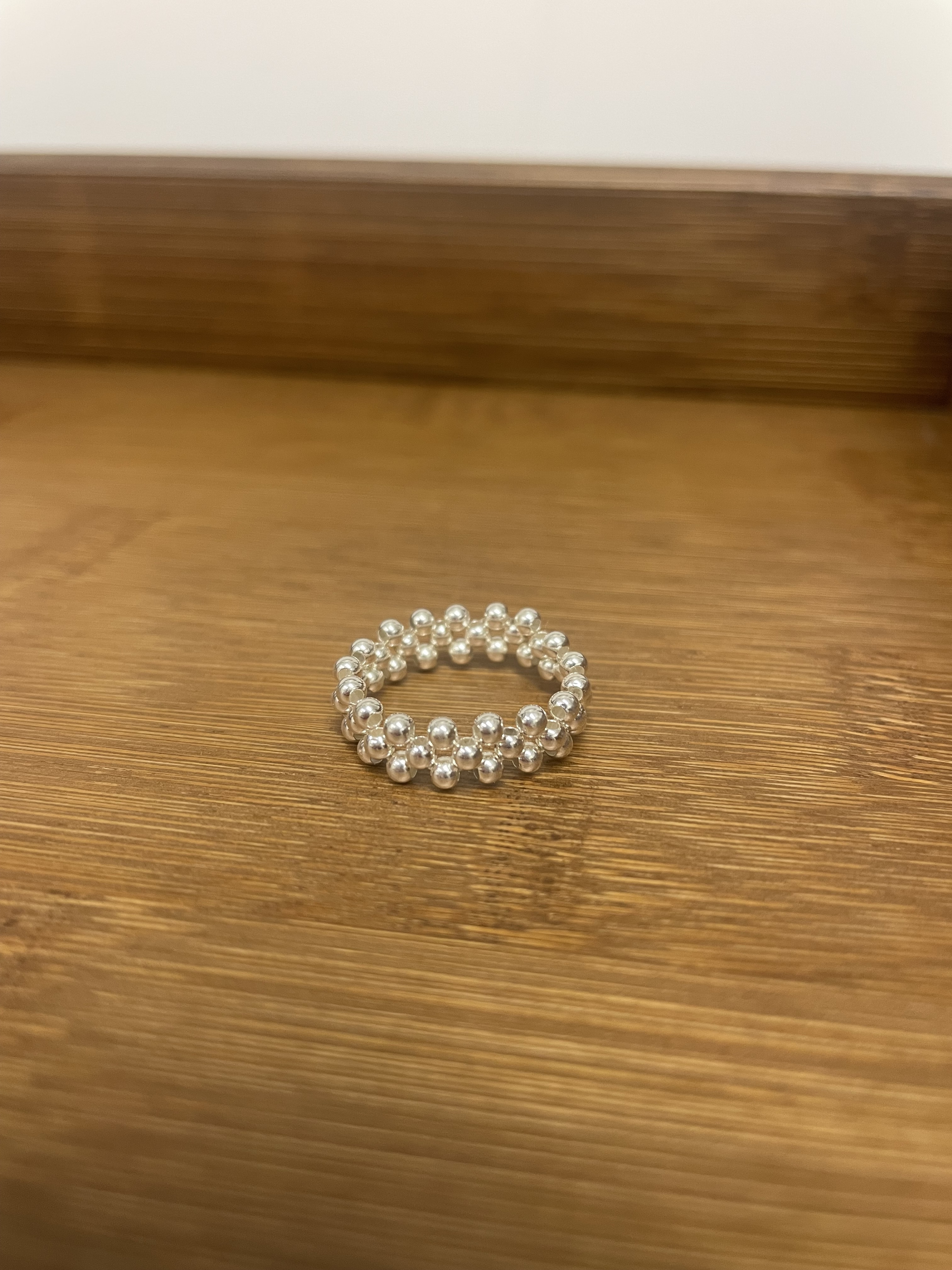 #228SA04 Silver three layer-mini ball ring ⁎S925