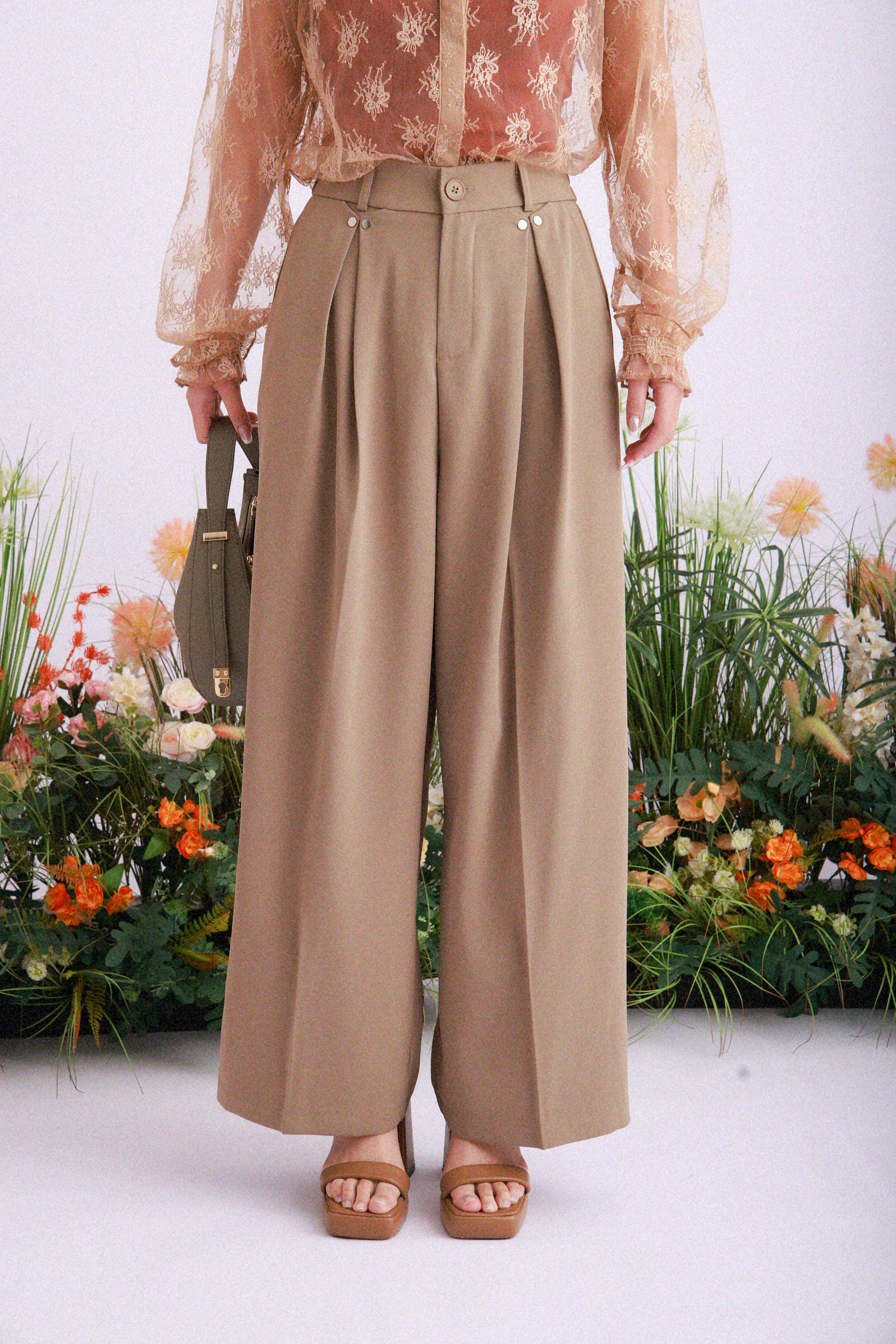 撞釘雙褶闊西褲&nbsp; (現貨款式）