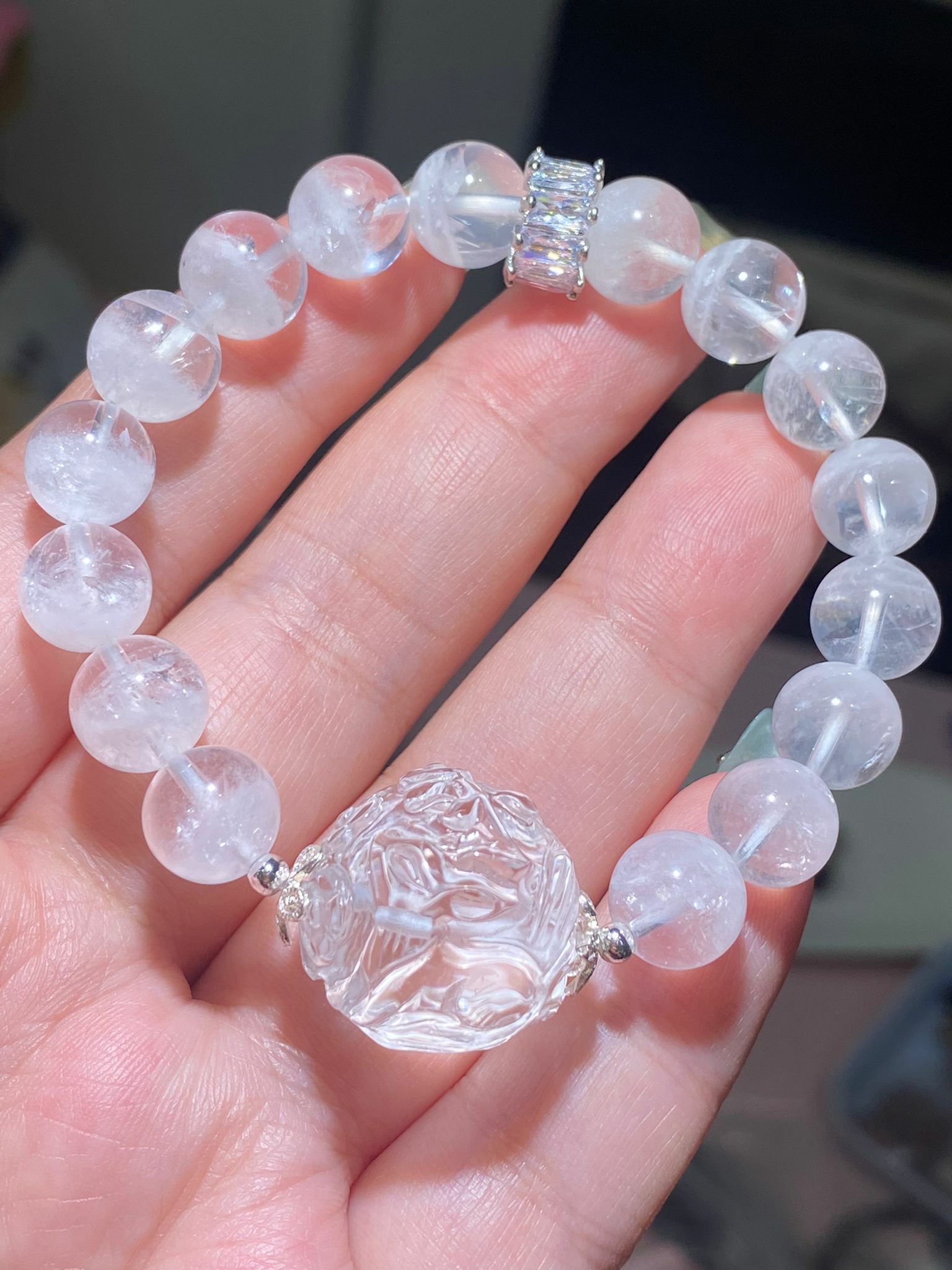 白幽靈聚寶盆配白水晶九尾狐DIY