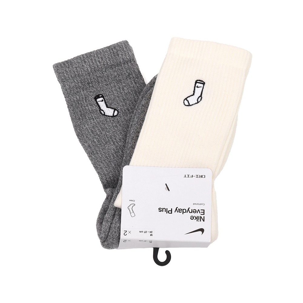 Nike Everyday Plus 緩震中筒襪 灰米白 兩雙一組 FB5709-900
