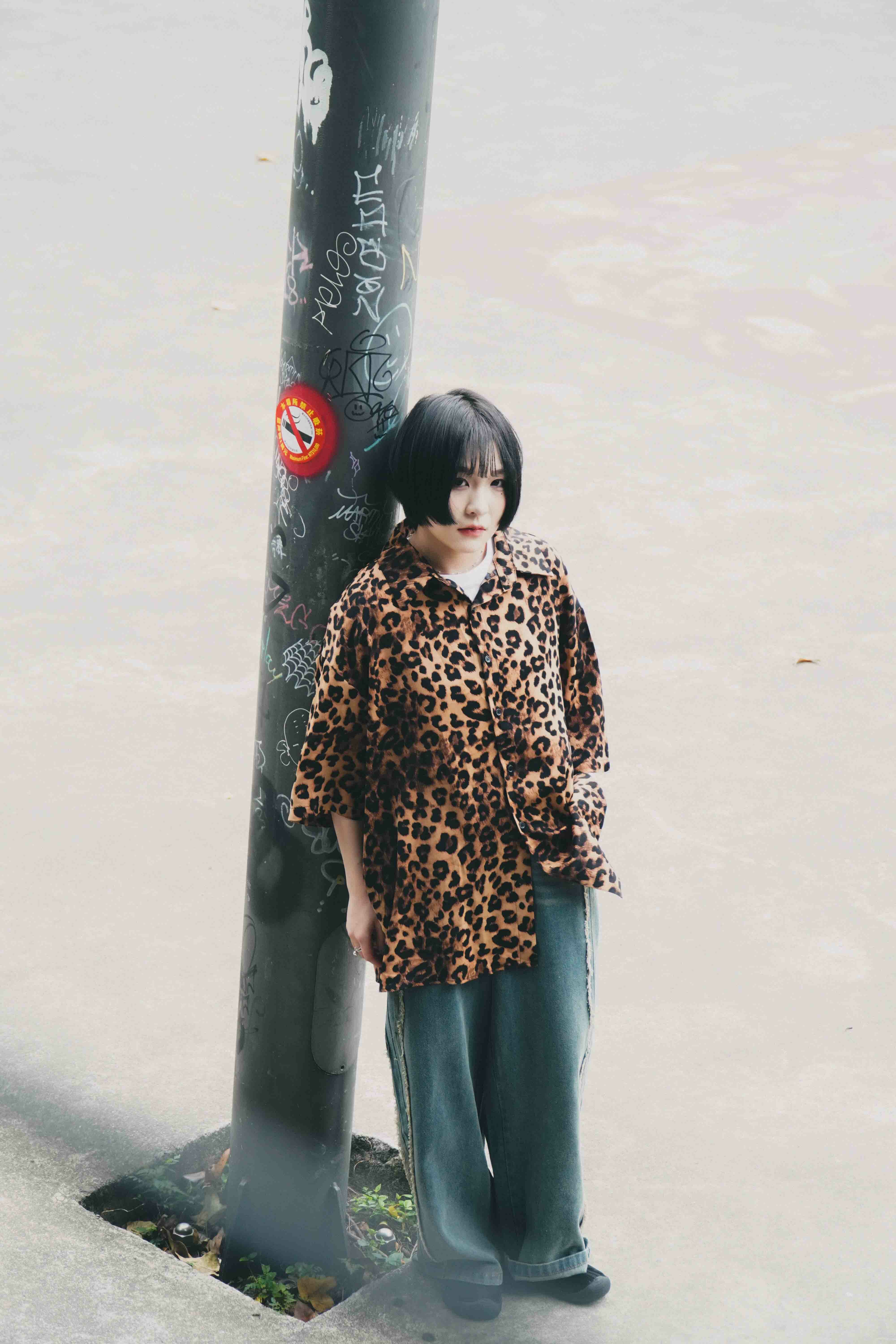 『Always_Good』豹紋 滿版 短袖襯衫