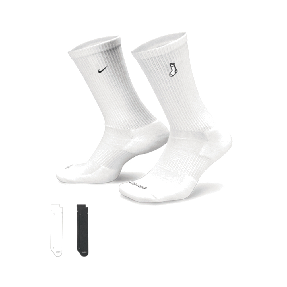 Nike Everyday Plus 緩震中筒襪 黑白 兩雙一組 FB5709-901
