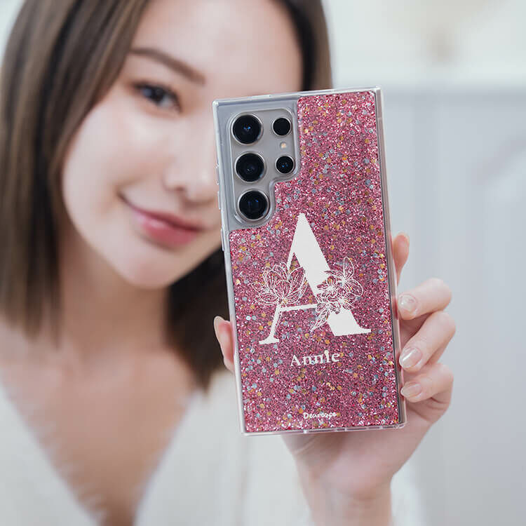 大字陪襯  粉耀貝拉殼 - (訂製名字) - Samsung 三星 客製化手機殼