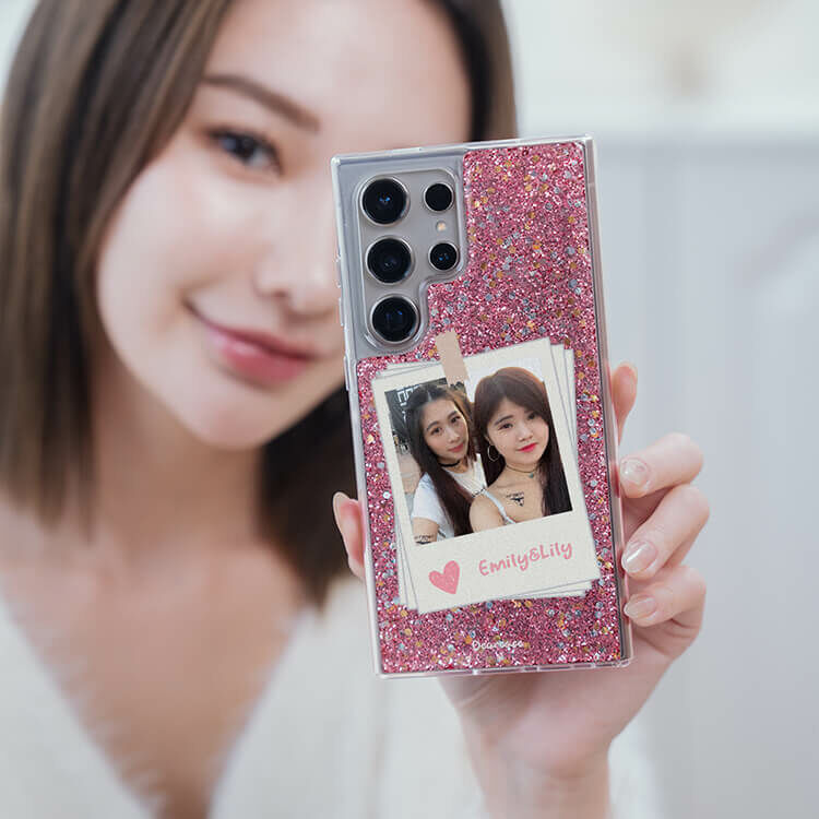 閨蜜合照 粉耀貝拉殼 - (訂製名字) - Samsung 三星 客製化手機殼