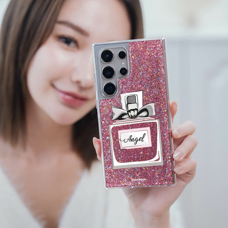 玫粉香水 粉耀貝拉殼 - (訂製名字) - Samsung 三星 客製化手機殼