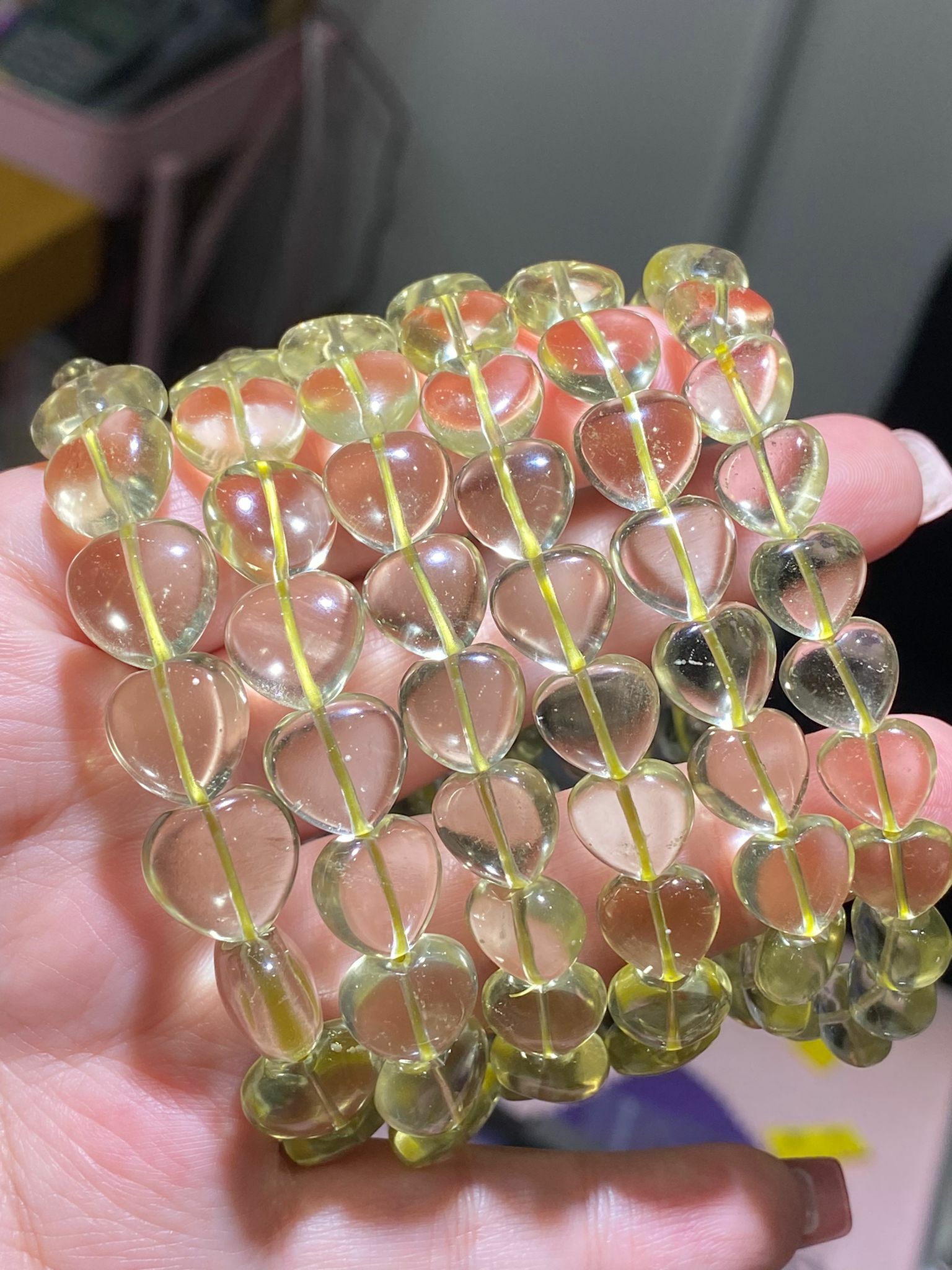 利比亞黃隕心心手串