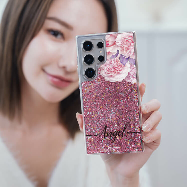 少女玫瑰 粉耀貝拉殼 - (訂製名字) - Samsung 三星 客製化手機殼