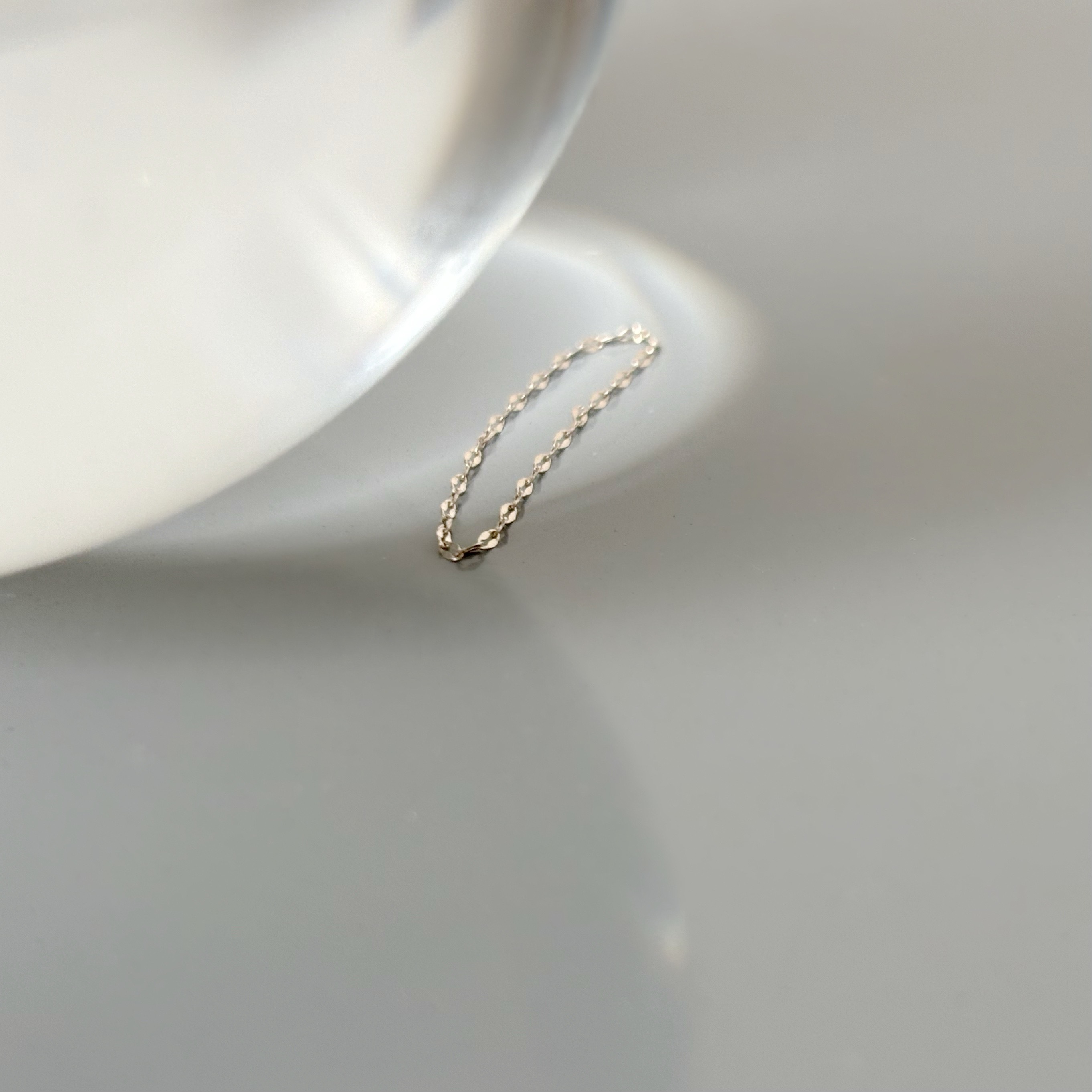 14k極細金片鍊戒