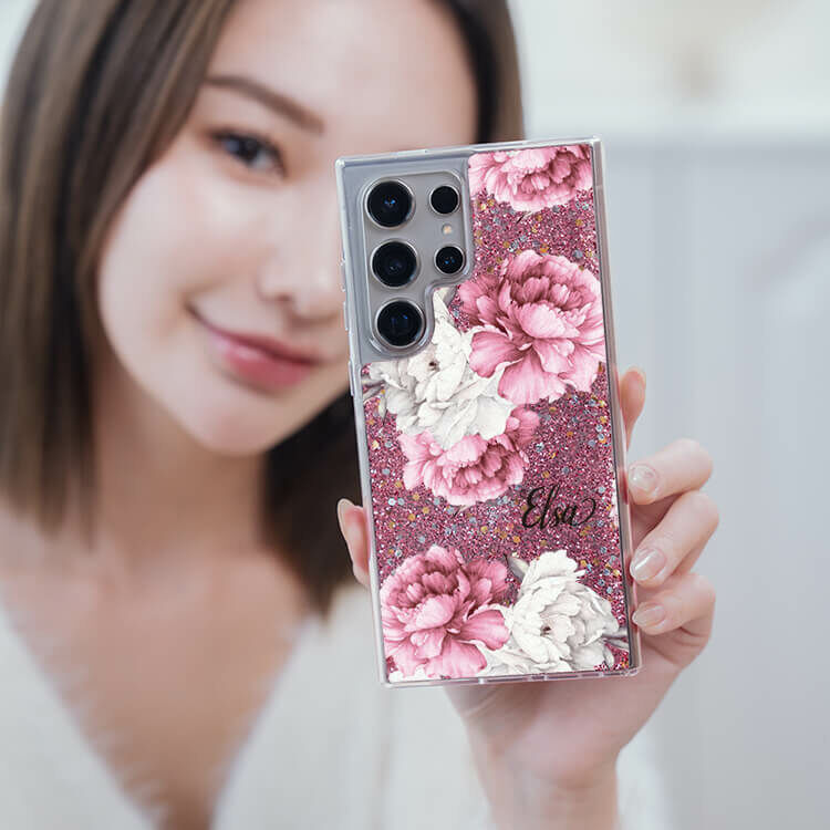 溫柔女孩 粉耀貝拉殼 - (訂製名字) - Samsung 三星 客製化手機殼