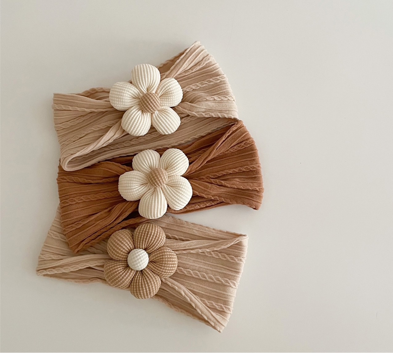 可愛澎澎花朵純棉髮帶