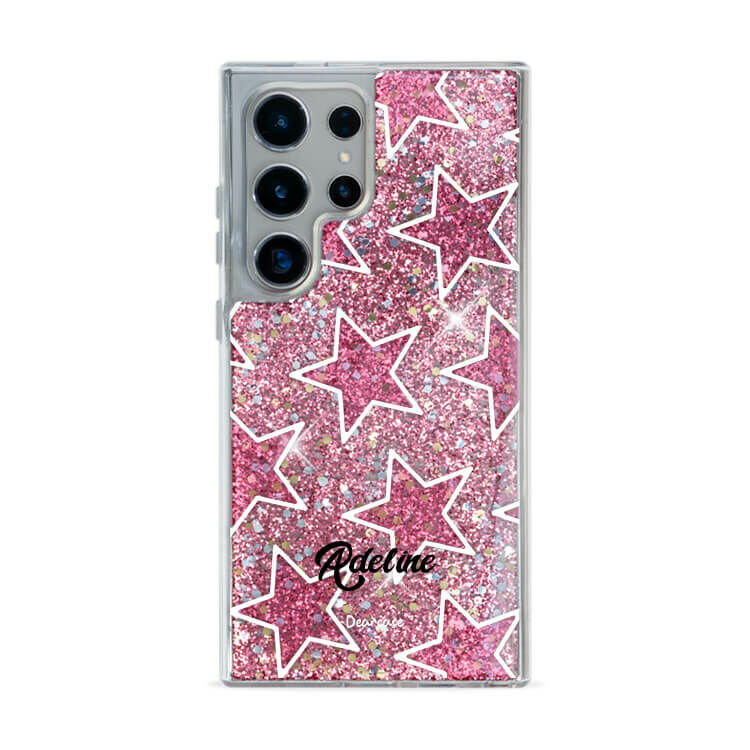 粉色星星 粉耀貝拉殼 - (訂製名字) - Samsung 三星 客製化手機殼