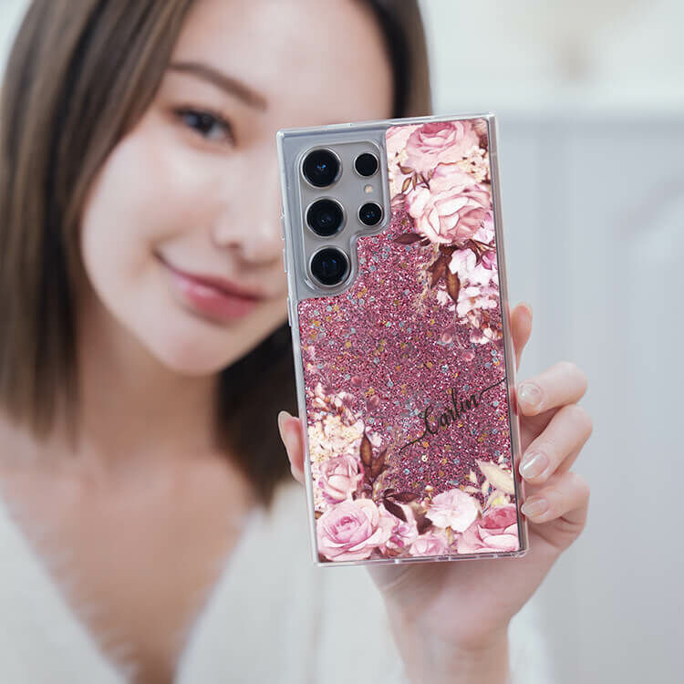 法式玫瑰 粉耀貝拉殼 - (訂製名字) - Samsung 三星 客製化手機殼