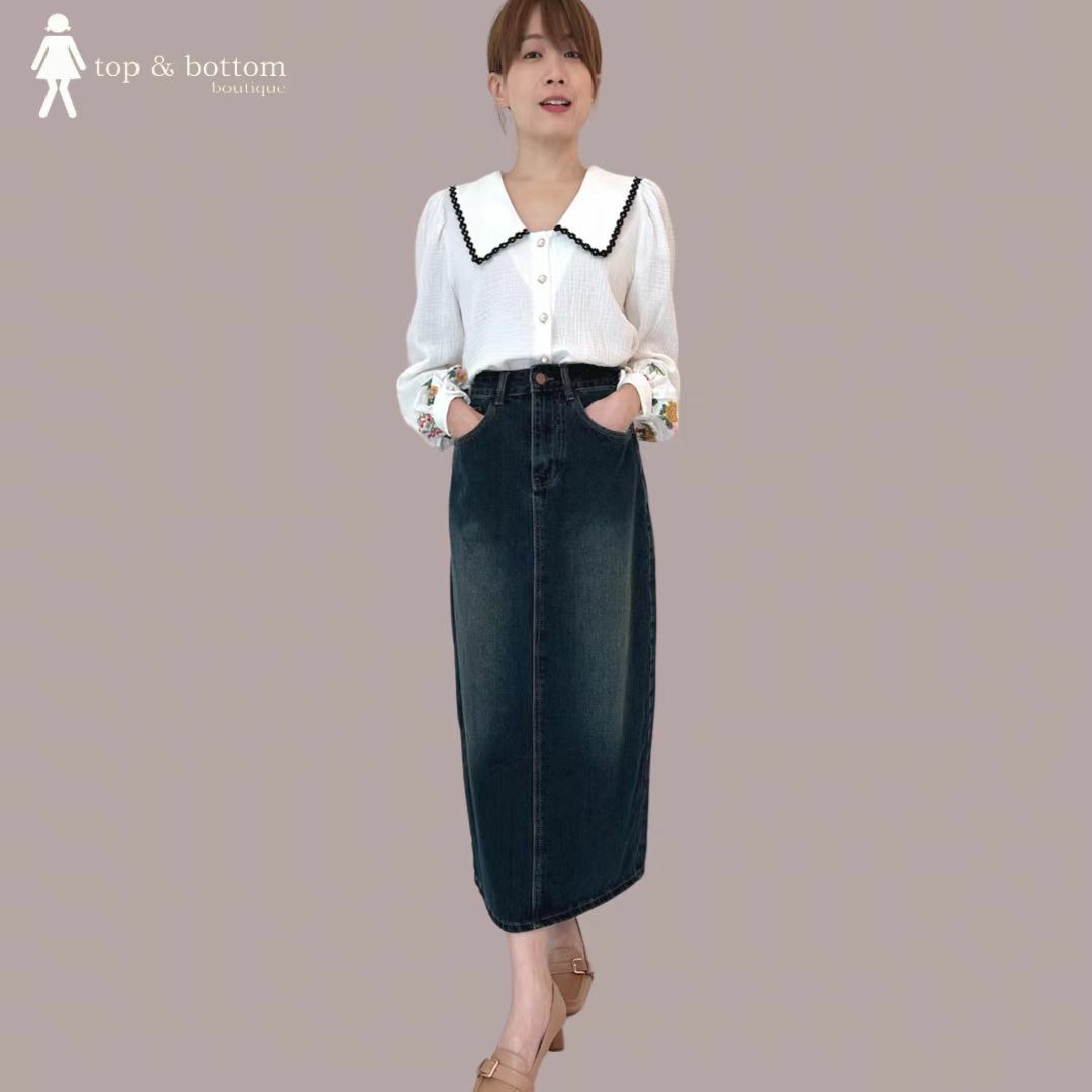 DENIM PENCIL LONG SKIRT