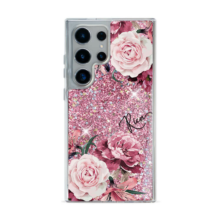 玫粉玫瑰 粉耀貝拉殼 - (訂製名字) - Samsung 三星 客製化手機殼