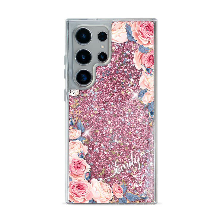 婚禮玫瑰 粉耀貝拉殼 - (訂製名字) - Samsung 三星 客製化手機殼