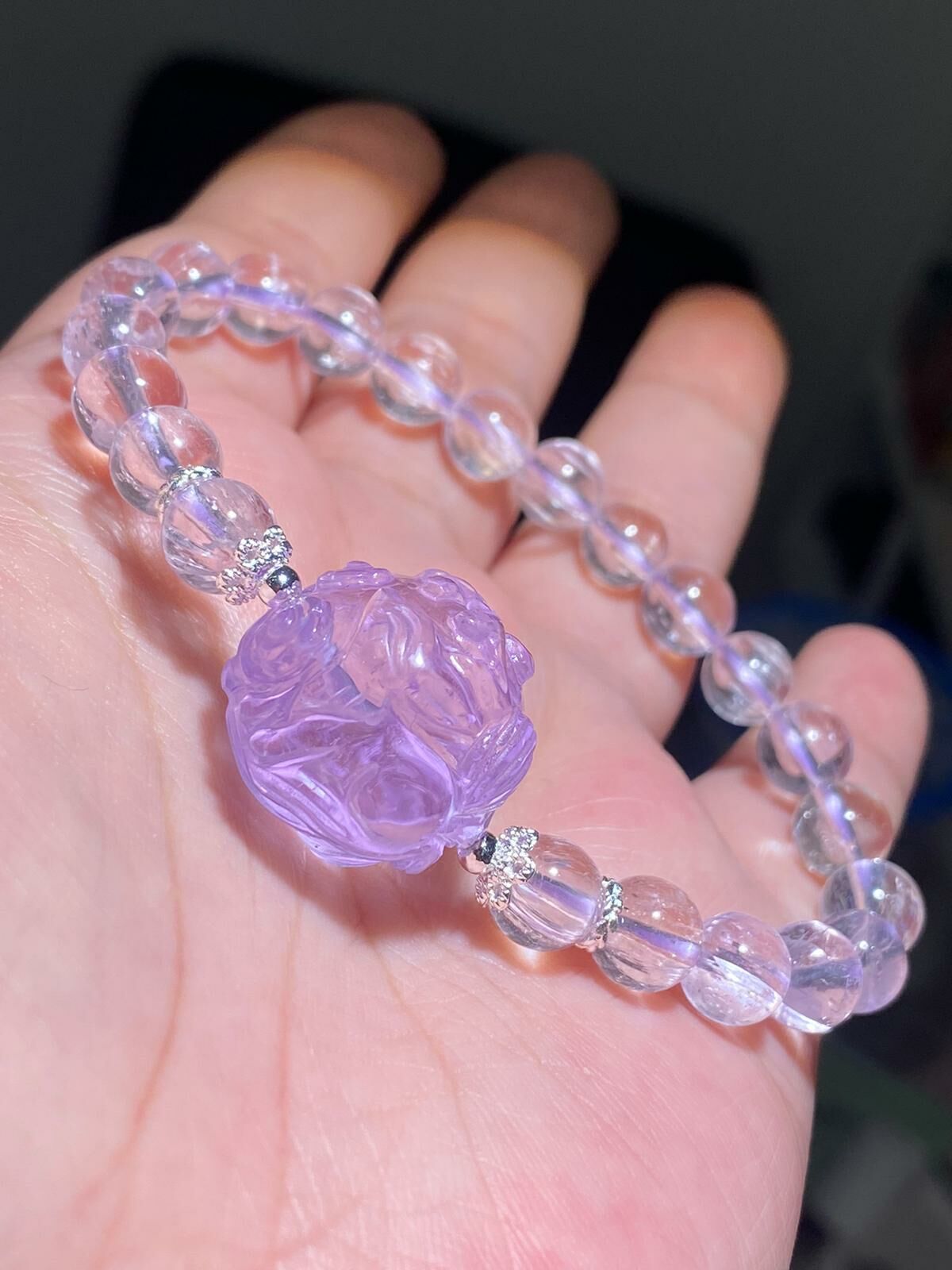 高質冰種紫鋰輝配紫水晶九尾狐球狐