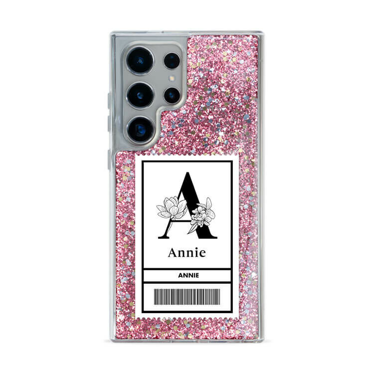 大字條碼 粉耀貝拉殼 - (訂製名字) - Samsung 三星 客製化手機殼