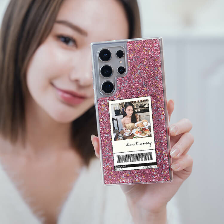 照片載具 粉耀貝拉殼 - (訂製名字) - Samsung 三星 客製化手機殼