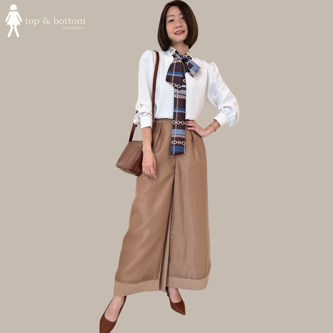 ZIPPED ORGANZA WIDE LEG PANT