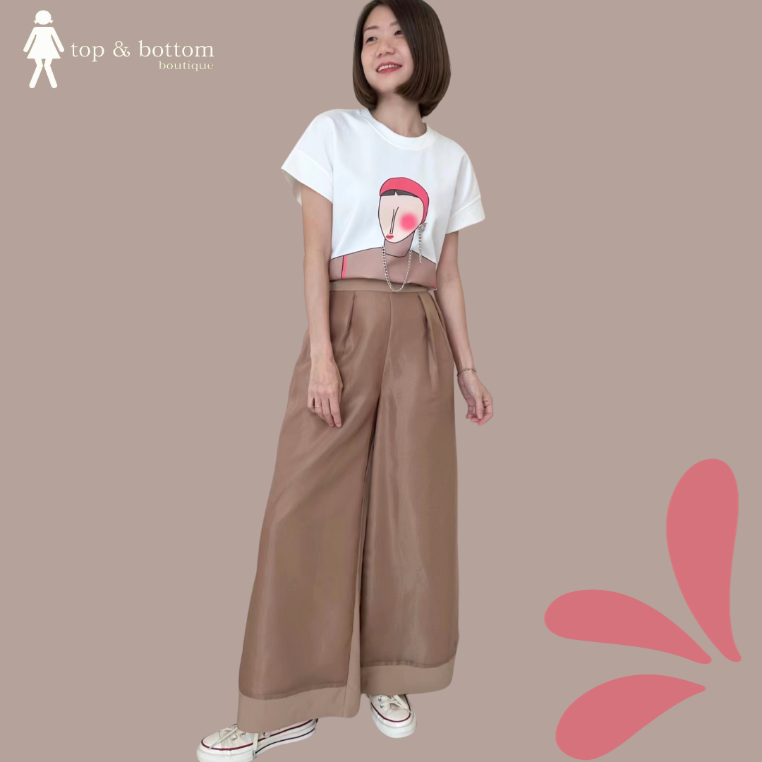 ZIPPED ORGANZA WIDE LEG PANT