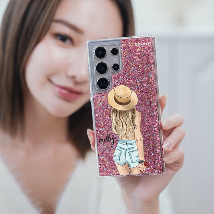 個性女孩 粉耀貝拉殼 - (訂製名字) - Samsung 三星 客製化手機殼