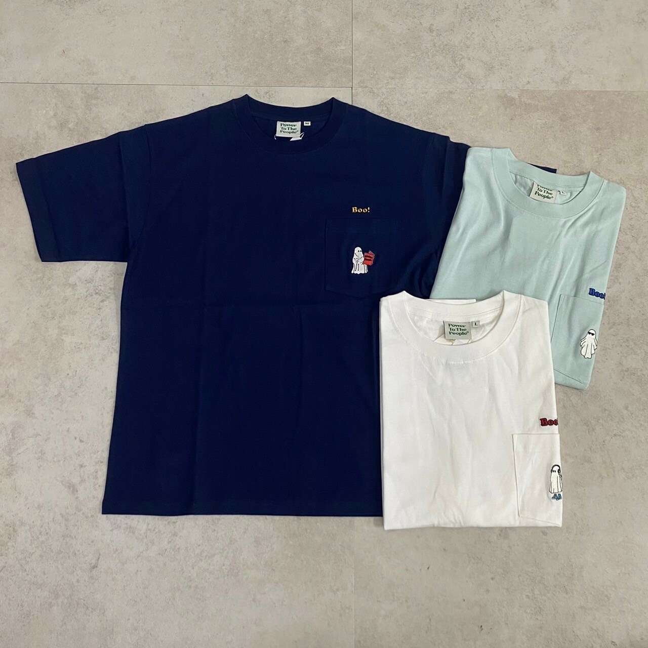 Power To The People 幽靈刺繡口袋短Tee 4501013-103