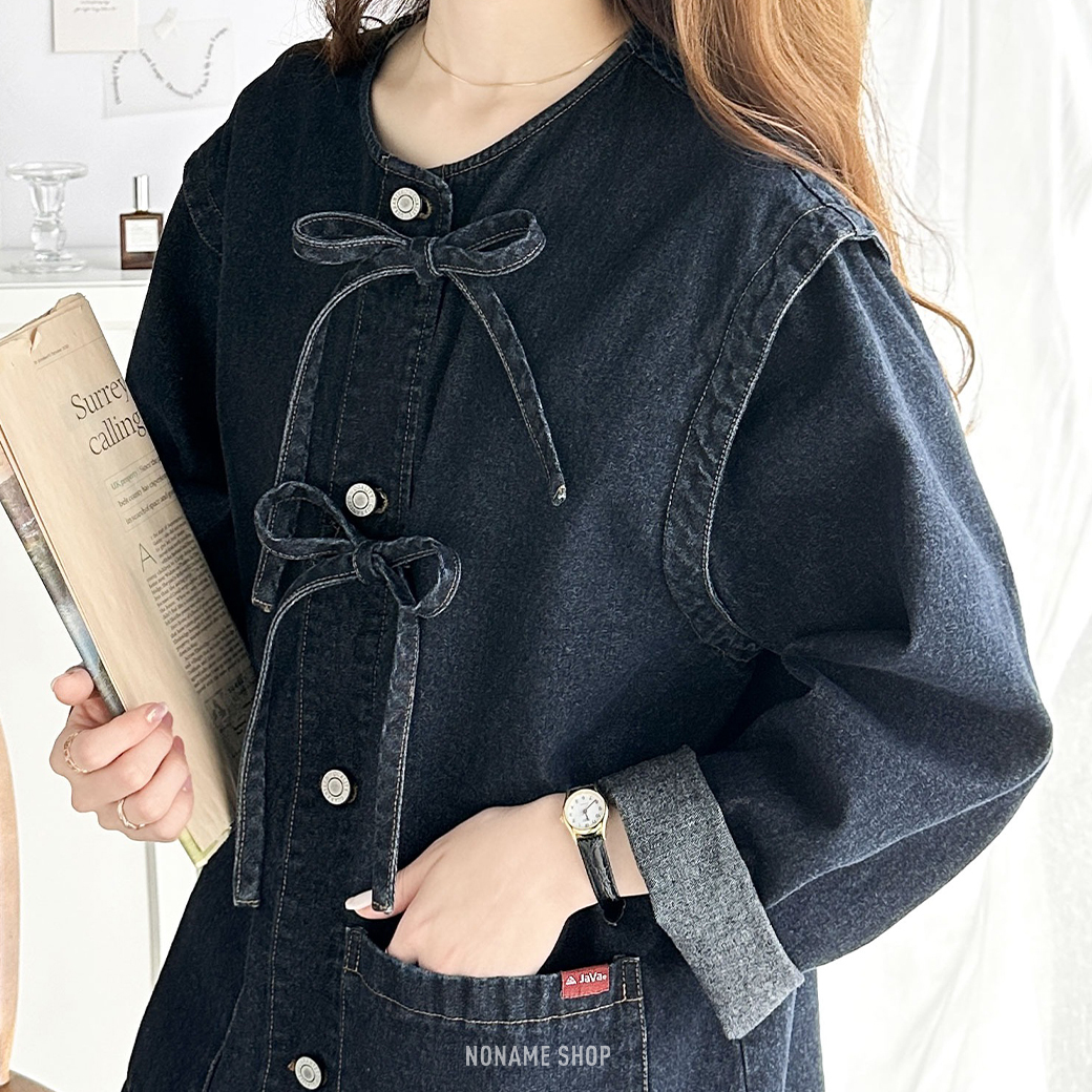 JAVA 日系 牛仔 蝴蝶結 外套 三色 (女款)