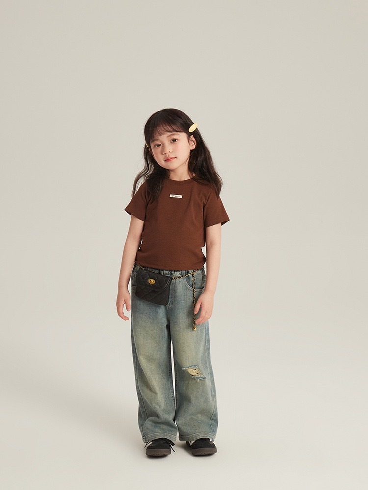 復古牛仔直筒寬褲