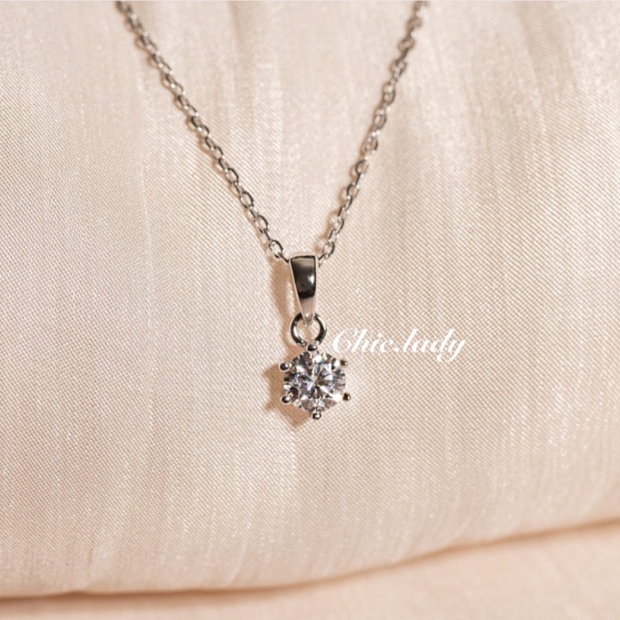 Necklace ｜水滴墜莫桑鑽純銀鍊