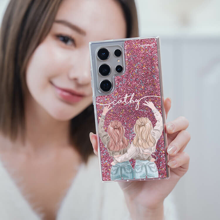 閨蜜女孩 粉耀貝拉殼 - (訂製名字) - Samsung 三星 客製化手機殼