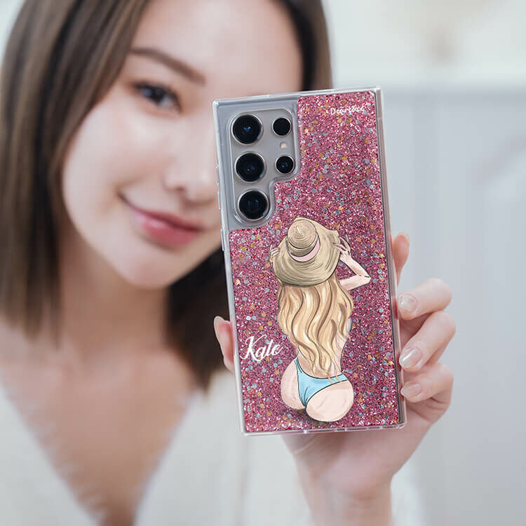 熱情女孩 粉耀貝拉殼 - (訂製名字) - Samsung 三星 客製化手機殼