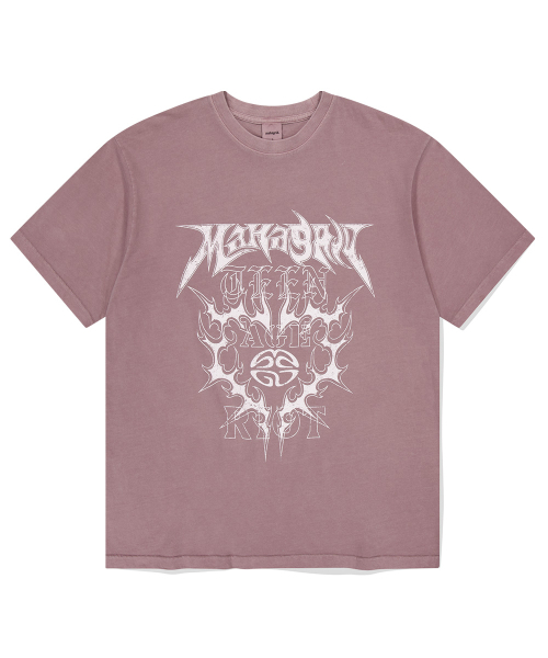 MAHAGRID - FLAME HEART PIGMENT TEE (PINK)