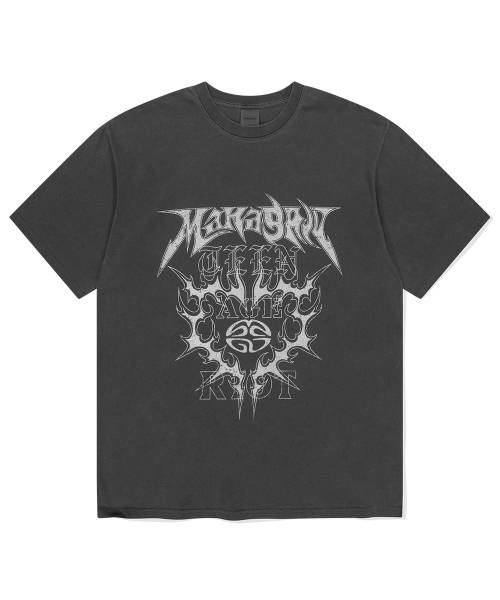 MAHAGRID - FLAME HEART PIGMENT TEE (CHARCOAL)