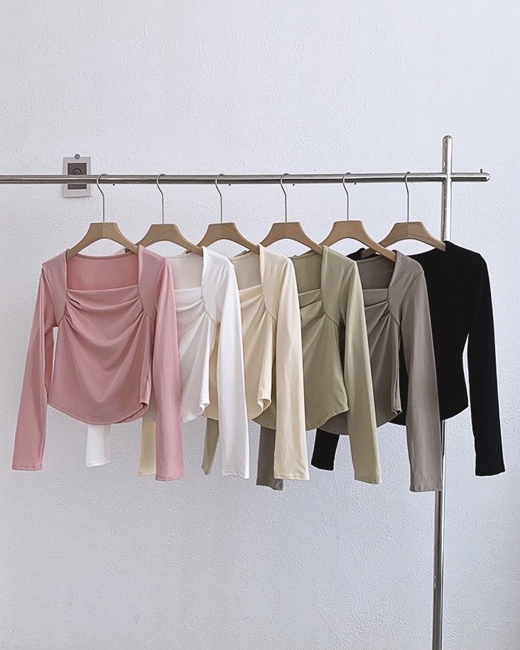 P7591 - Square Neck Long Sleeve Top (Pre Order)