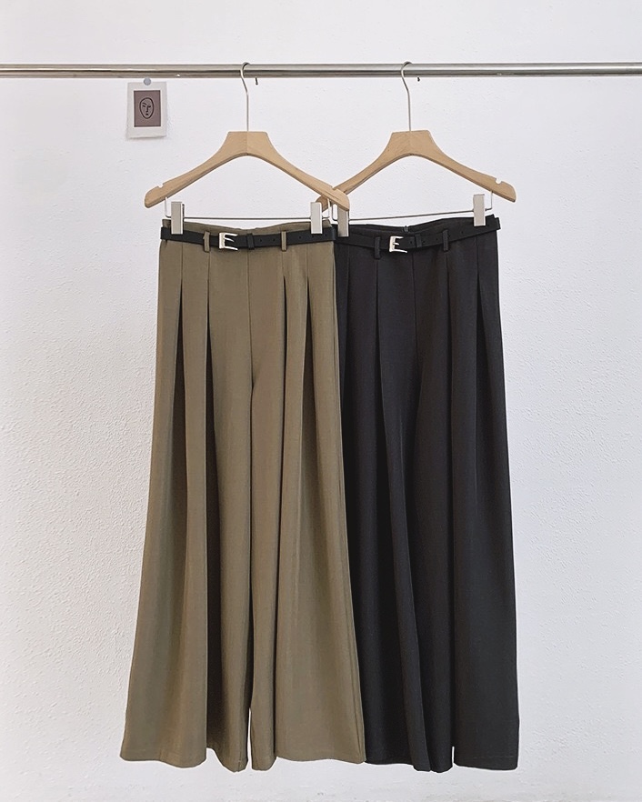 P7541 - High Waist Pleated Wide Leg Long Pant (Pre Order)
