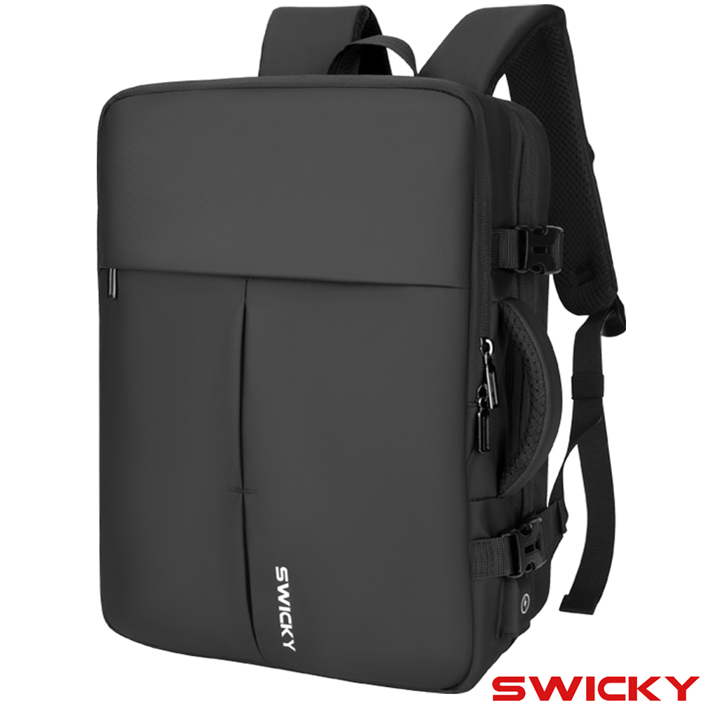 【SWICKY】全能BOX功能性擴充後背包/旅遊背包/辦公包 (黑)